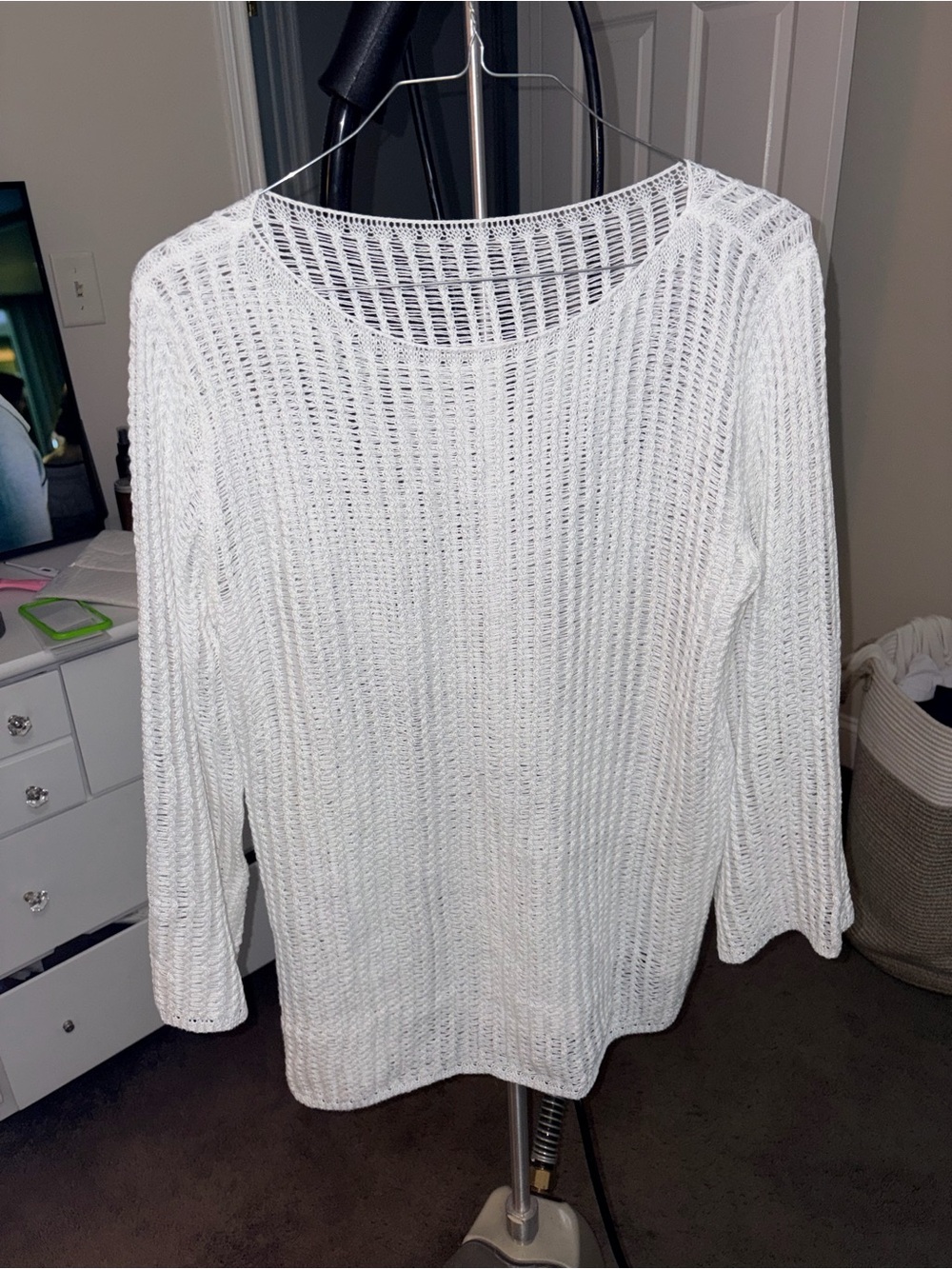 Classic White Open-Knit Women's Coverup